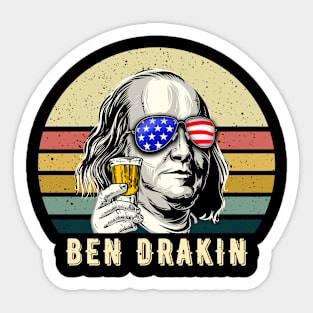 4th of July Shirt, Funny American Shirt, Ben Drankin, Beer Drinking Gift, Ben Franklin T-shirt for men and women Sticker